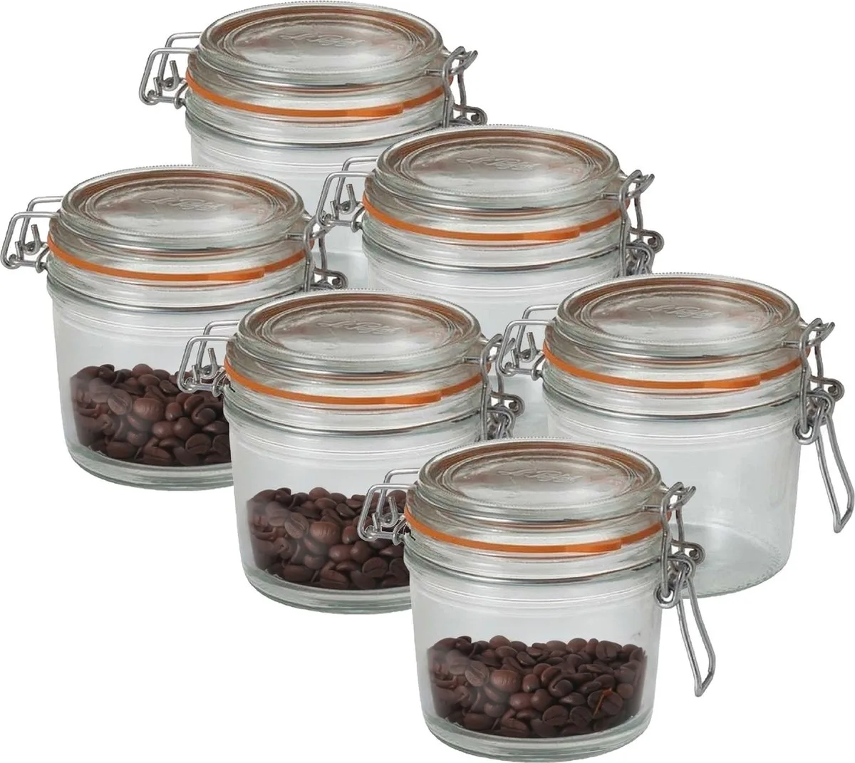Voorraad/weckpot - 6x - glas - 10,5 x 10 cm - 500 ml fra Le Parfait i Gennemsigtig – produktbillede