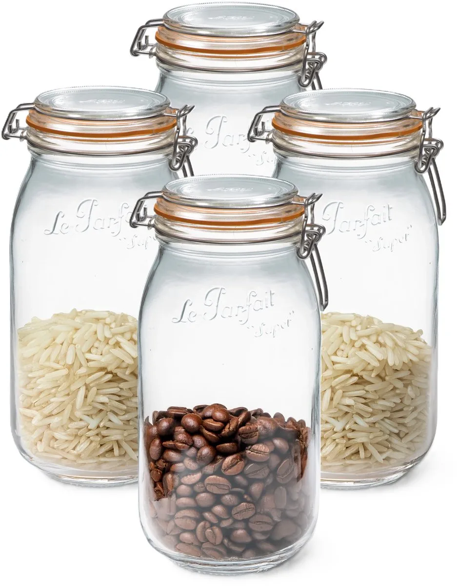 Voorraad/weckpot - 6x - glas - 25,2 x 8,5 cm - 2 L de Le Parfait en Transparent – photo produit