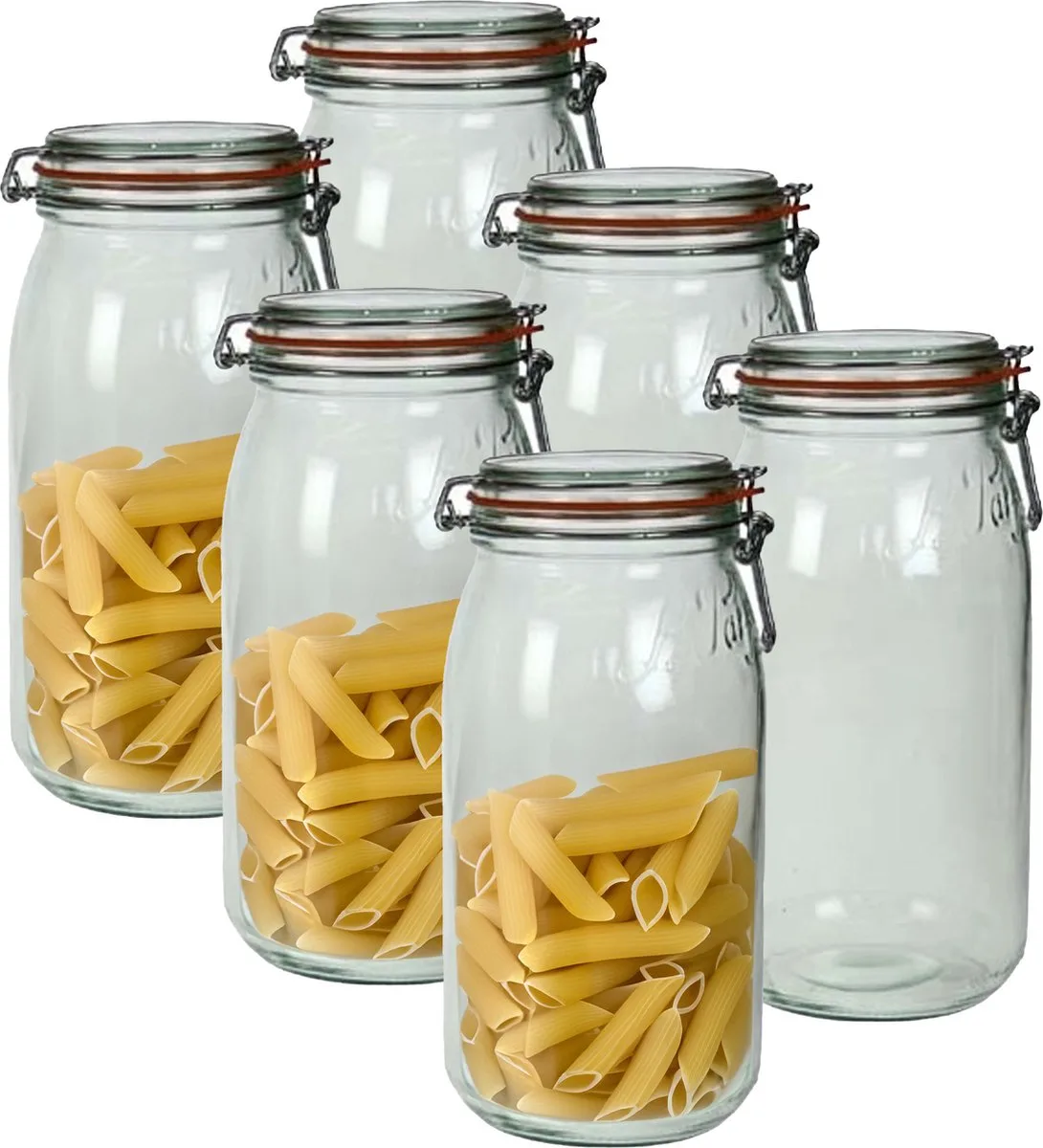 Voorraad/weckpot - 6x - glas - 28 x 13 cm - 3 L by Le Parfait in Transparent – product photo