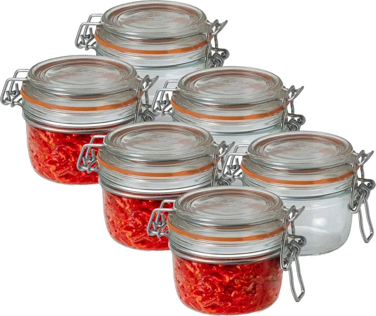 Voorraad/weckpot - 6x - glas - 7 x 7 cm - 125 ml de Le Parfait en Transparent – photo produit