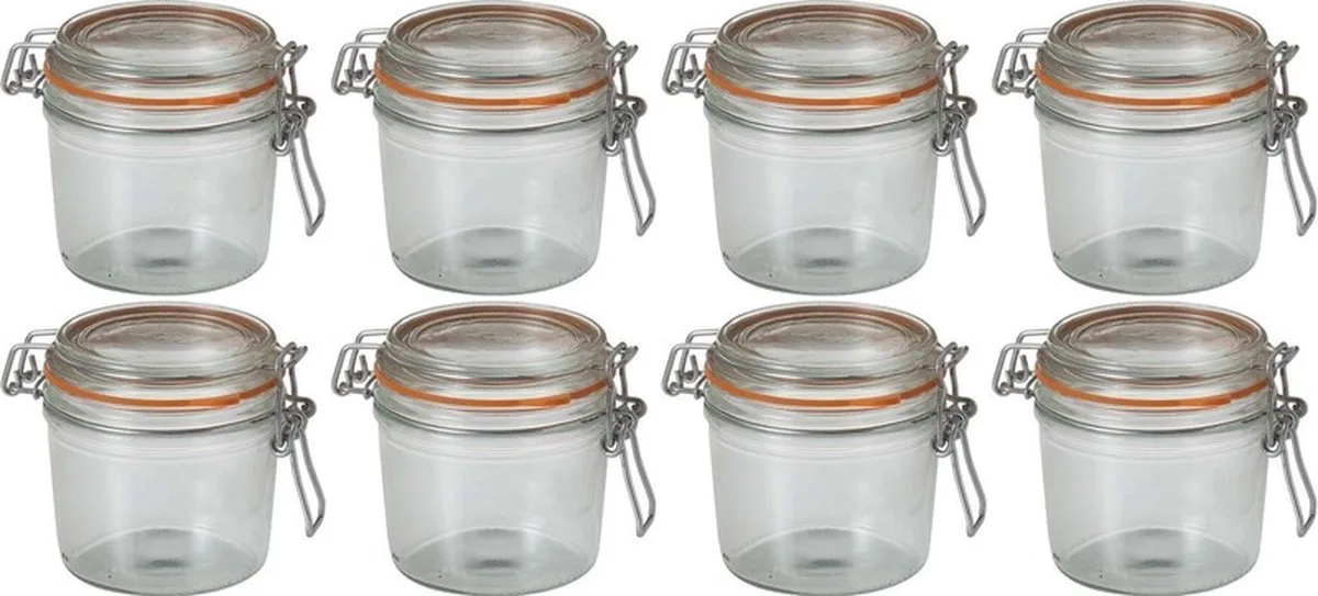Voorraad/weckpot - 8x - glas - 10 x 8,5 cm - 350 ml de Le Parfait en Transparent – photo produit