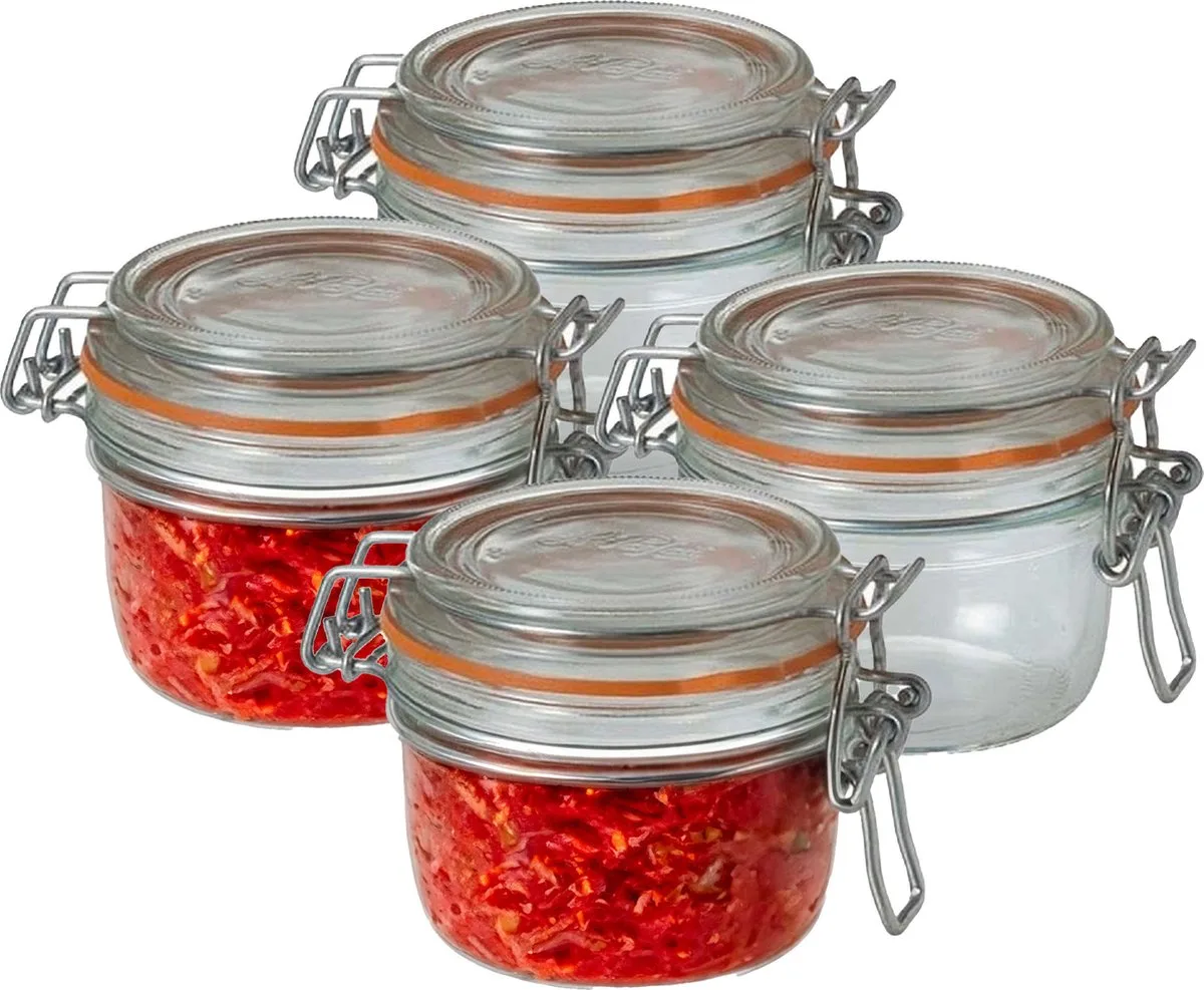 Weckpot - 4x - glas - 7 x 7 cm - 125 ml - voorraadpot fra Le Parfait i Gennemsigtig – produktbillede