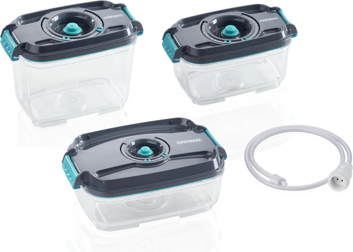 set vacuüm vershouddozen - 3 stuks fra Leifheit i Turkis – produktbillede
