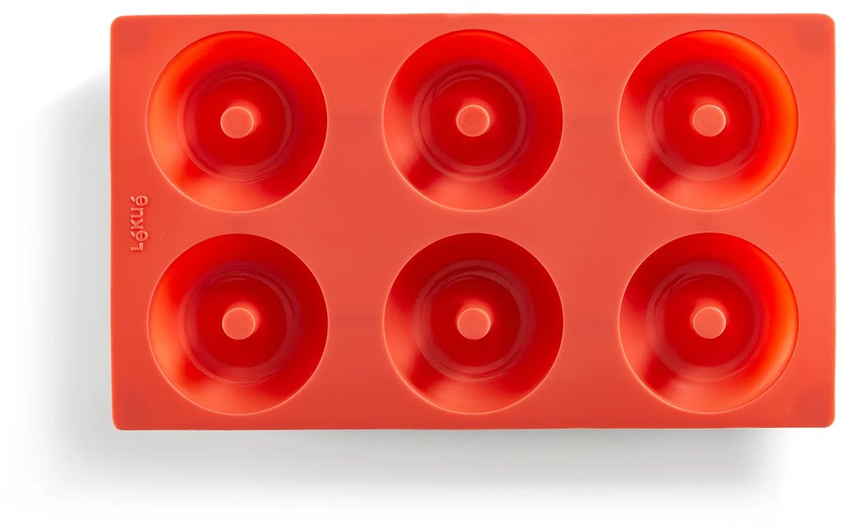 Bakvorm - 6 Donuts of Bagels - Siliconen von Lékué in Rot – Produktfoto