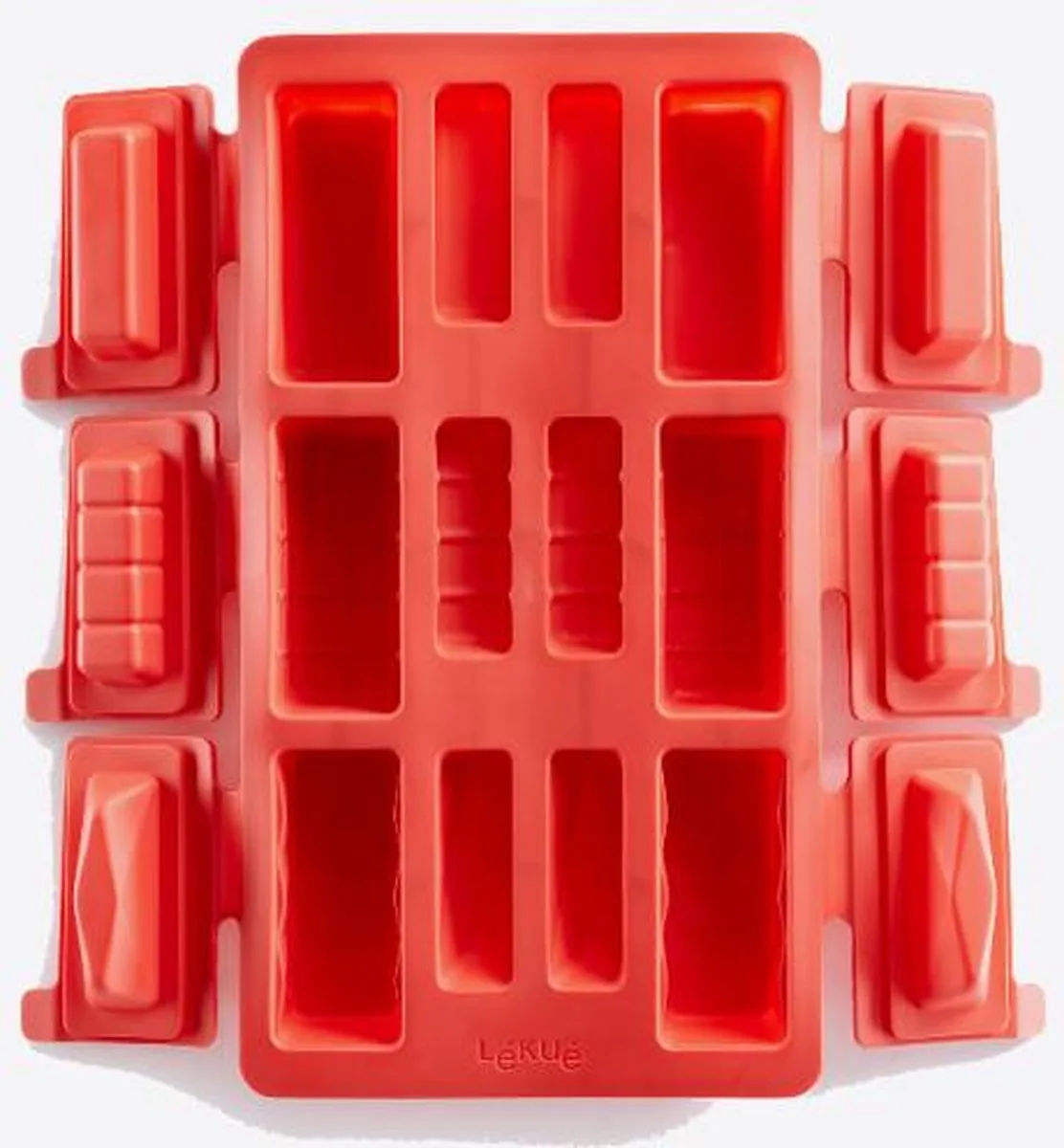 bakvorm voor 6 rechthoekige mini buches uit silicone 29x17x3.6cm de Lékué en Rouge – photo produit