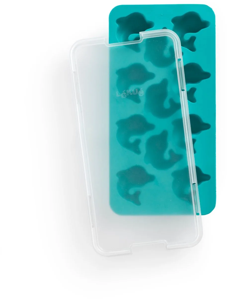 IJsblokjesvorm - met deksel - Dolfijn van Lékué in Turquoise – productfoto