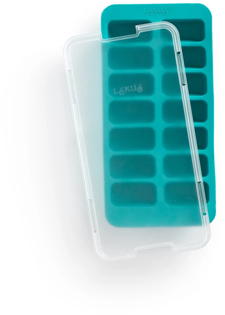 IJsblokjesvorm - met deksel - Rechthoek van Lékué in Turquoise – productfoto