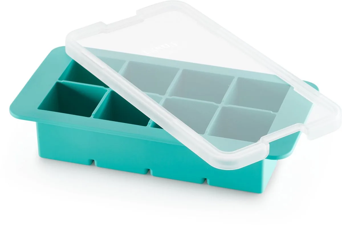 IJsblokjesvorm - XL - met deksel - Vierkant van Lékué in Turquoise – productfoto