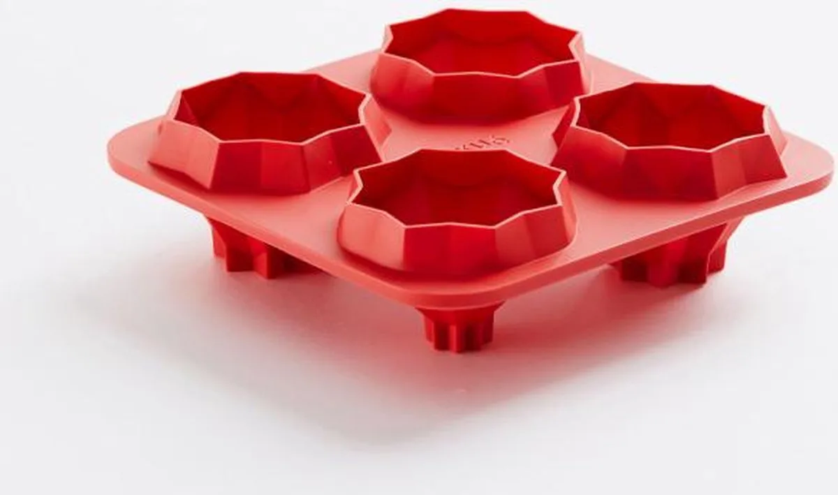 Origami Bites Piramids bakvorm uit silicone voor 4 gelukskoekjes 14x14x4.1cm de Lékué en Rouge – photo produit