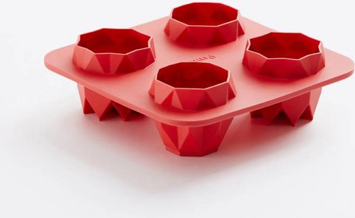 Origami Bites Prismas bakvorm uit silicone voor 4 gelukskoekjes 14x14x4.4cm de Lékué en Rouge – photo produit