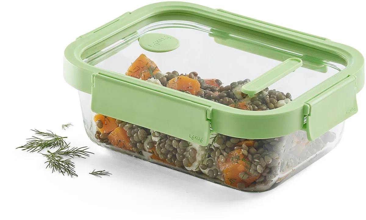 Vershouddoos - Glas - 1520 ml - Rechthoek van Lékué in Groen – productfoto