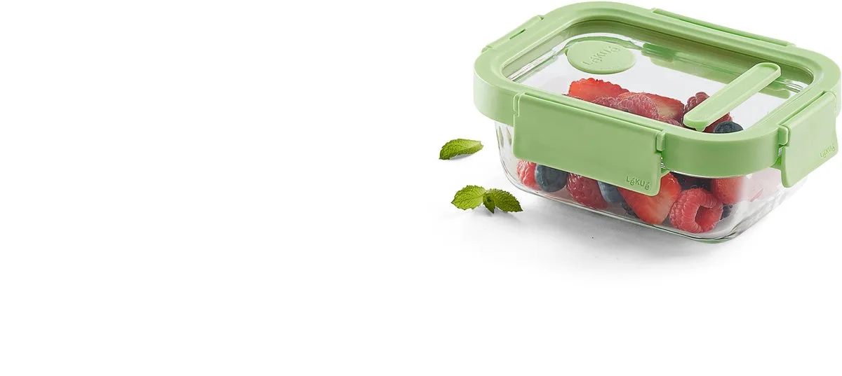 Vershouddoos - Glas - 370 ml - Rechthoek de Lékué en Vert – photo produit
