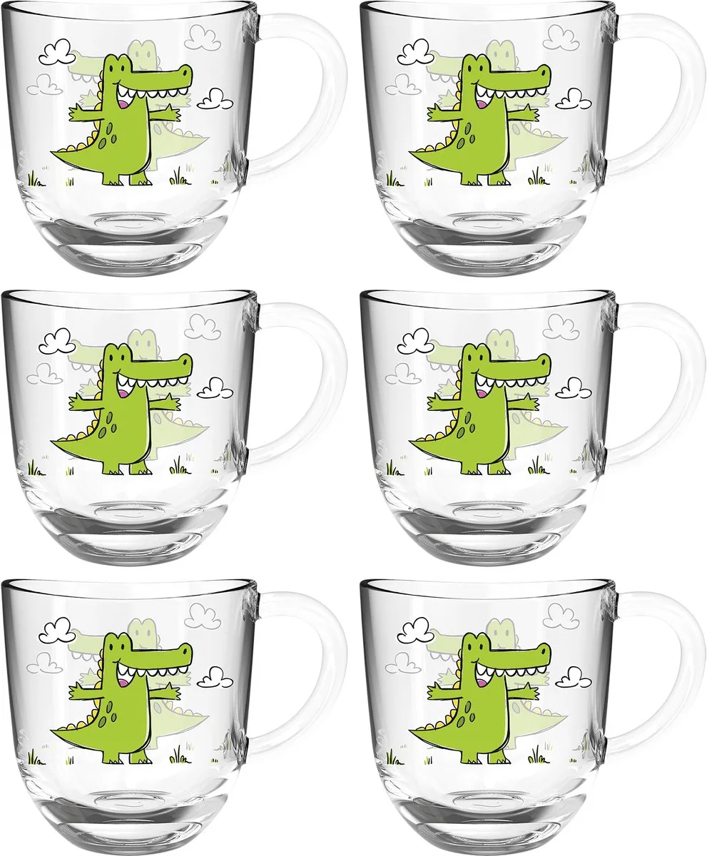 BAMBINI glas 280ml krokodil - set van 6 glazen van Leonardo in Groen – productfoto