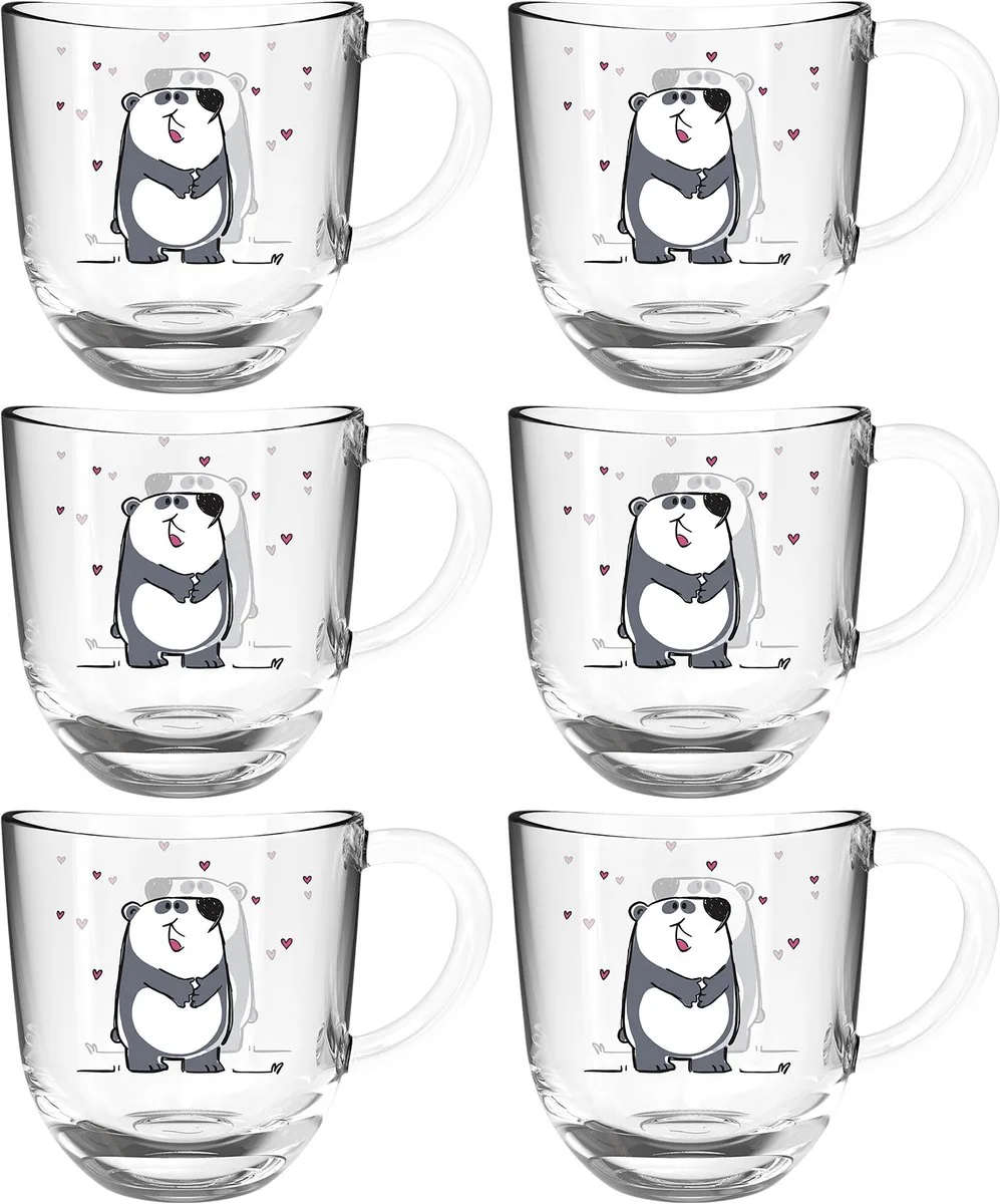 BAMBINI glas 280ml panda - set/6 von Leonardo in Schwarz, Weiß – Produktfoto