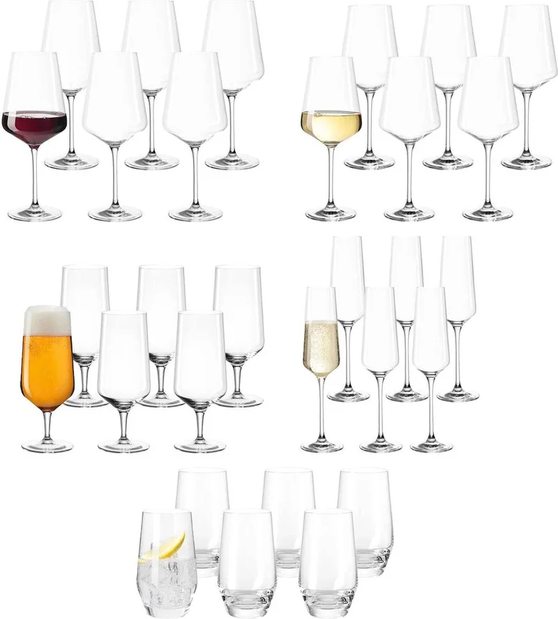 Gläserset Bier, Sekt, Wein Puccini Set van 30 von Leonardo in Transparent – Produktfoto
