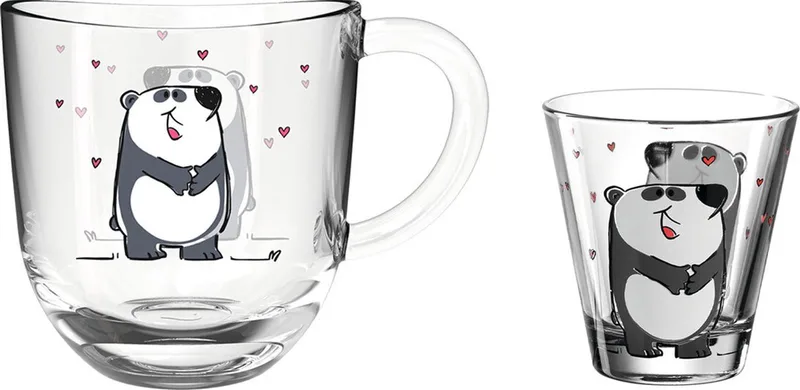 Kindertasse und Trinkglas Bambini Set van 2 by Leonardo in Panda – product photo