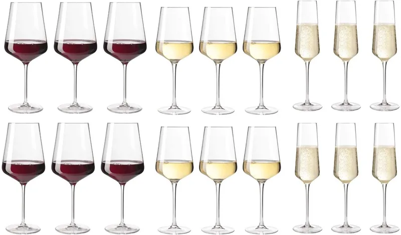 PUCCINI Glazenset Wit/Rood/Champagne - set/18 by Leonardo in Transparent – product photo