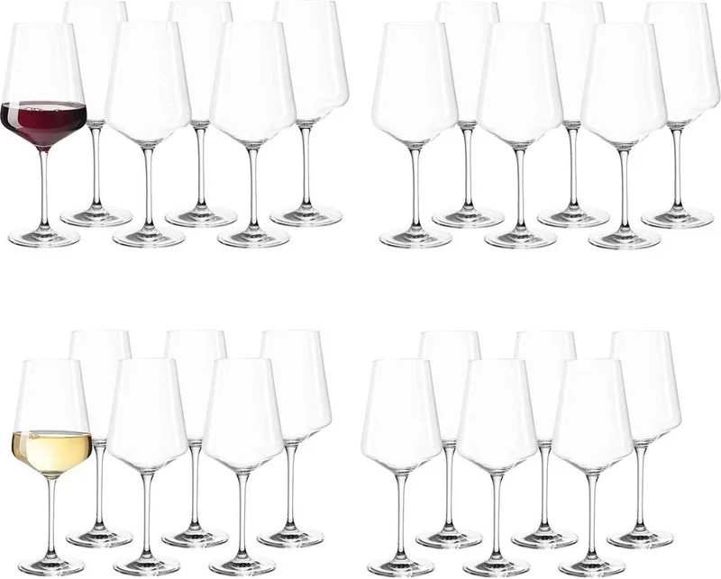 Rotwein- und Weißweingläser Puccini Set van 24 by Leonardo in Transparent – product photo