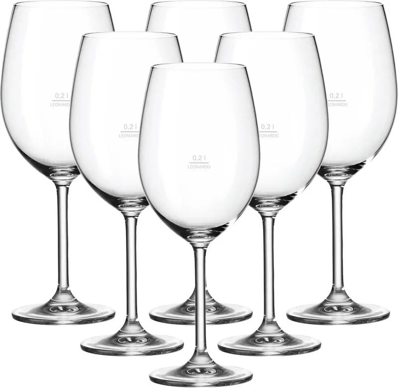 Rotweingläser geeicht Daily Gastro-Edition 0,2 l Set van 6 by Leonardo in Transparent – product photo
