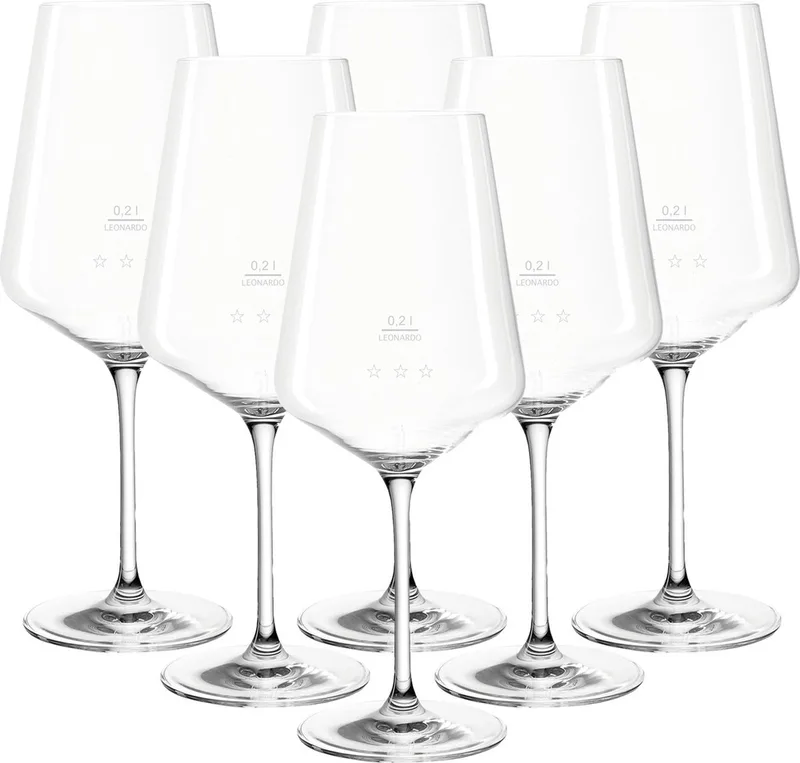 Rotweingläser geeicht Puccini Gastro-Edition 0,2 l Set van 6 by Leonardo in Transparent – product photo