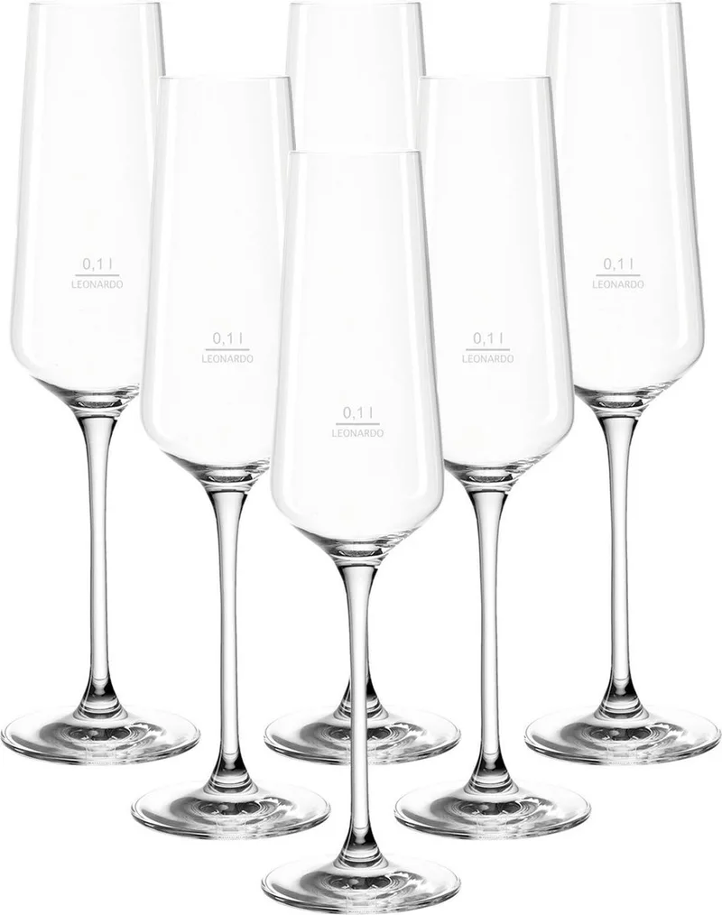 Sektgläser geeicht Puccini Gastro-Edition 0,1 l Set van 6 by Leonardo in Transparent – product photo