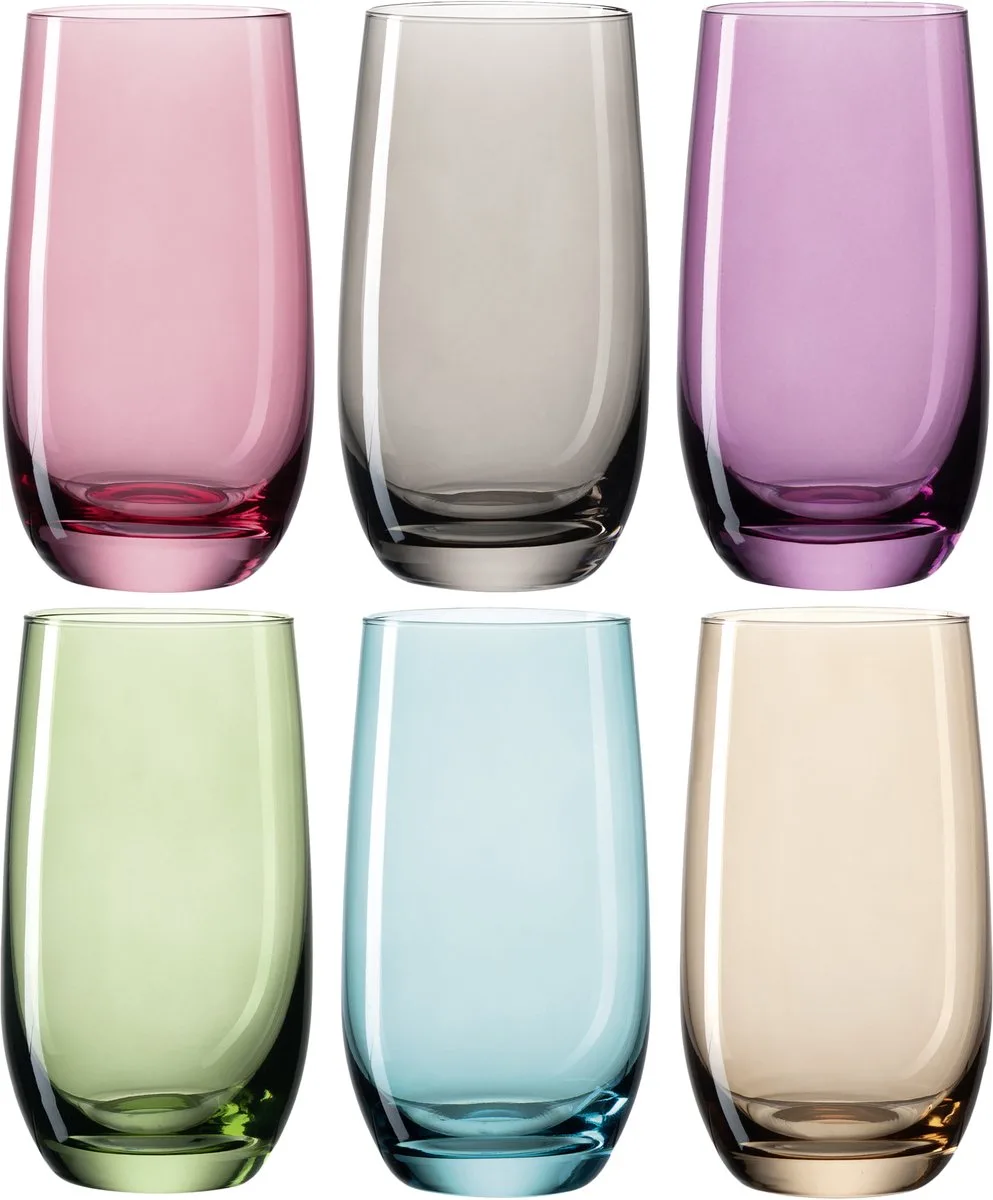 SORA Longdrinkglas assorti 390ml - set/6 van Leonardo in Meerkleurig – productfoto