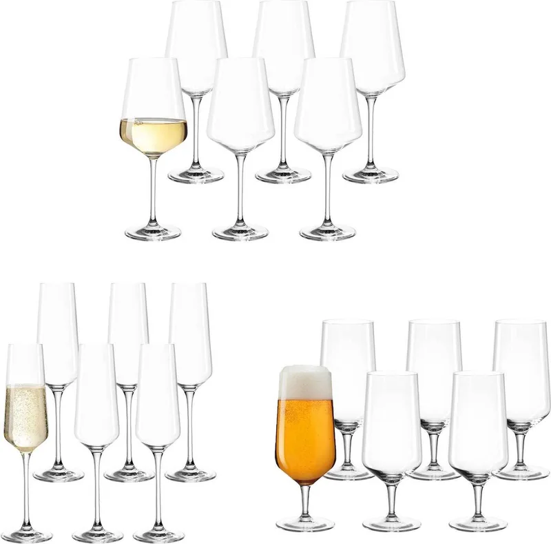 Wein Bier Sekt Gläserset Puccini Set van 18 by Leonardo in Transparent – product photo