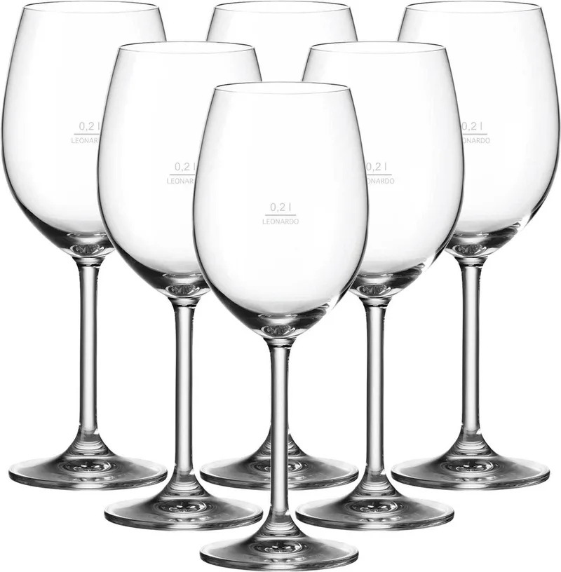 Weißweingläser geeicht Daily Gastro-Edition 0,2 l Set van 6 von Leonardo in Transparent – Produktfoto