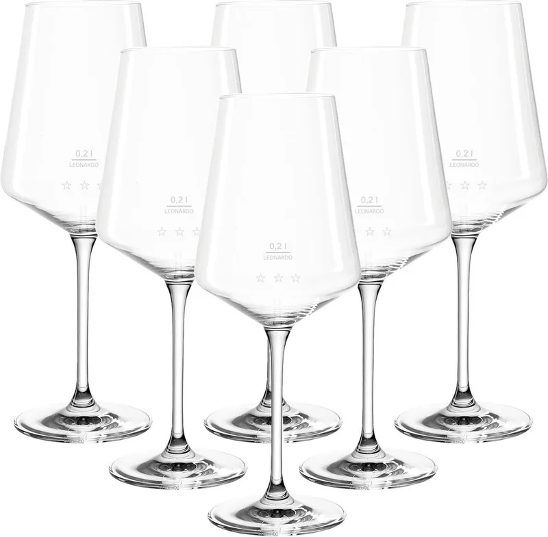 Weißweingläser geeicht Puccini Gastro-Edition 0,2 l Set van 6 by Leonardo in Transparent – product photo