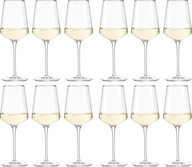 Wijnglazenset Puccini - 18-delig - Set van 6 Rode Wijnglazen (750 ml), 6 Witte Wijnglazen (560 ml) en 6 Champagneglazen (280 ml) - Gemaakt van Kristalhelder, Krasbestendig TeQton-glas - Vaatwasserbestendig - Modern en Elegant Design ​ von Leonardo in Transparent – Produktfoto