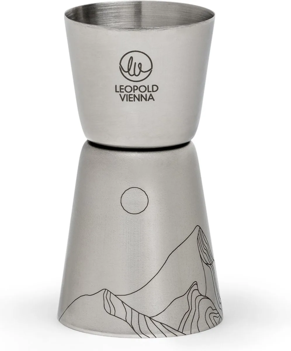 Barmaatje 20/40ml RVS jigger - pipet met lasergravure Mountains van Leopold Vienna in Zilver – Mountains – productfoto