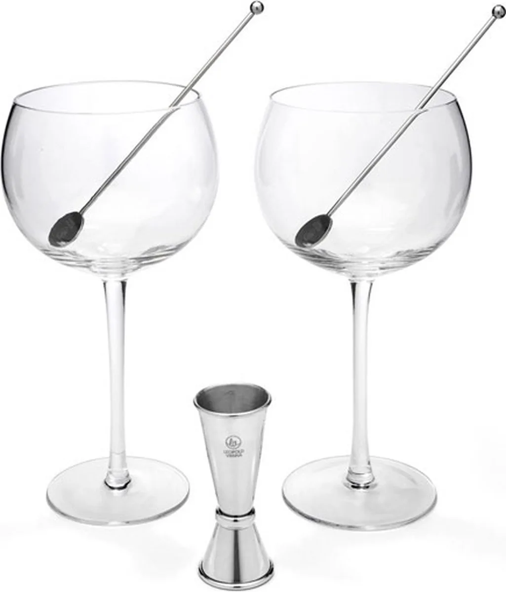 Gin Tonic glazen + barmaatje + cocktaillepels - Giftset moederdag & vaderdag G&T by Leopold Vienna in Transparent – product photo