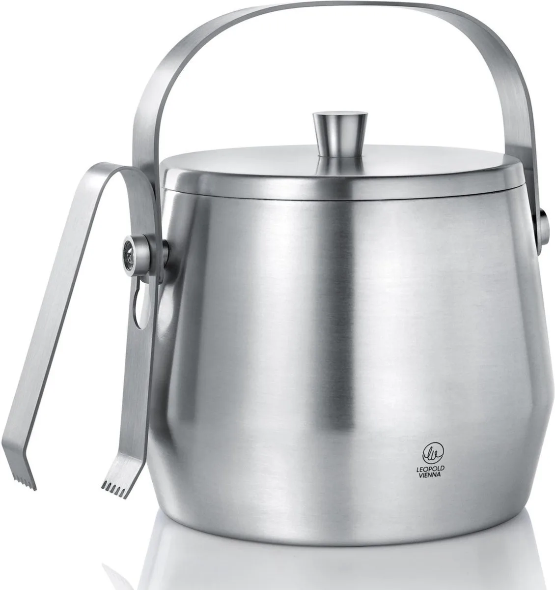 IJsemmer met deksel dubbelwandig RVS - 1,0L met tang de Leopold Vienna en Argent – photo produit