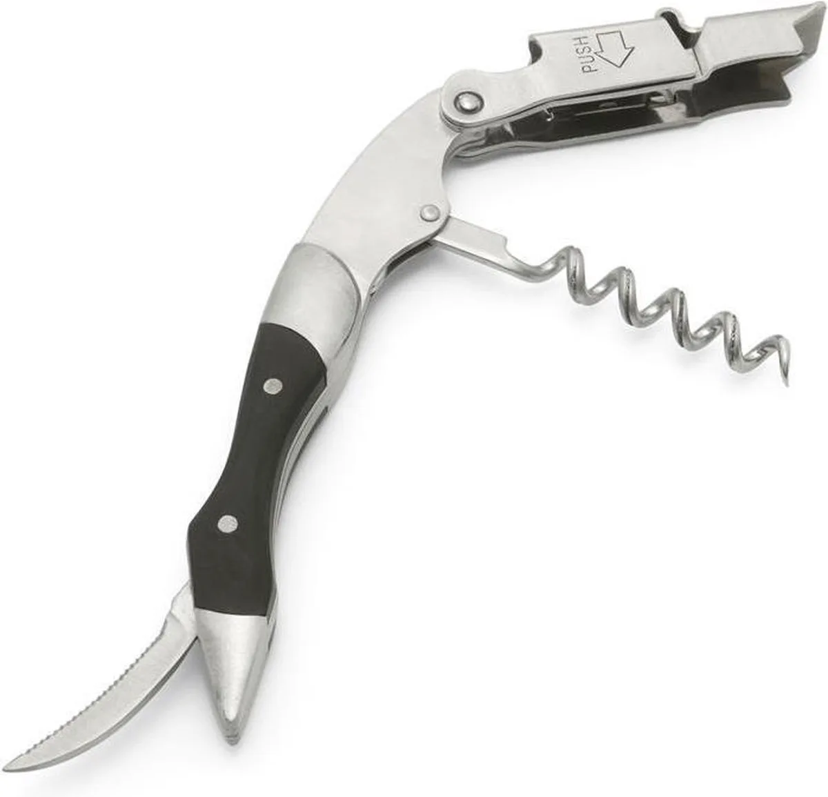 Kelners mes - keuken - keukengerei - wijnfles opener van Leopold Vienna in Zilver, Zwart – productfoto