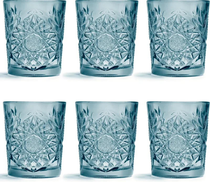 Drinkglas Hobstar – 355 ml/ 35,5 cl - 6 stuks - vintage design - vaatwasserbestendig - hoge kwaliteit van Libbey in Blauw – productfoto