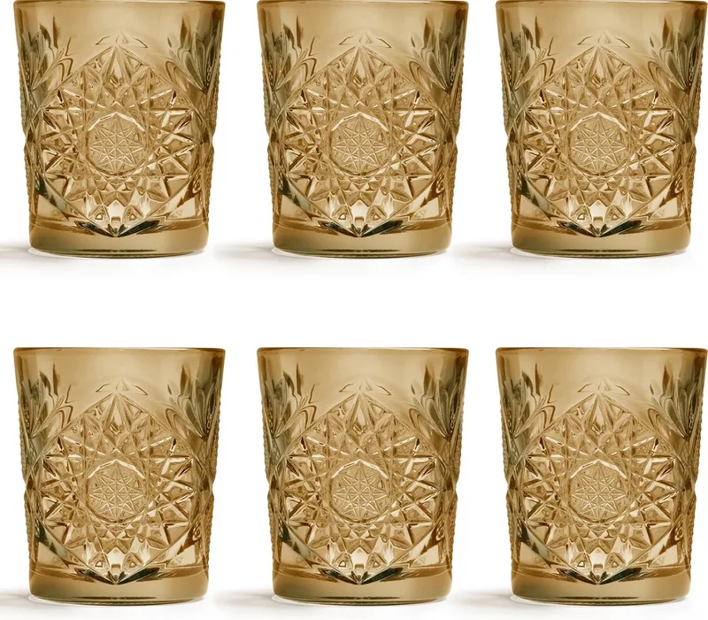 Drinkglas Hobstar - Oker - 355 ml / 35,5 cl - 6 Stuks - Vintage design - Vaatwasserbestendig - Hoge kwaliteit by Libbey in Ocher – product photo