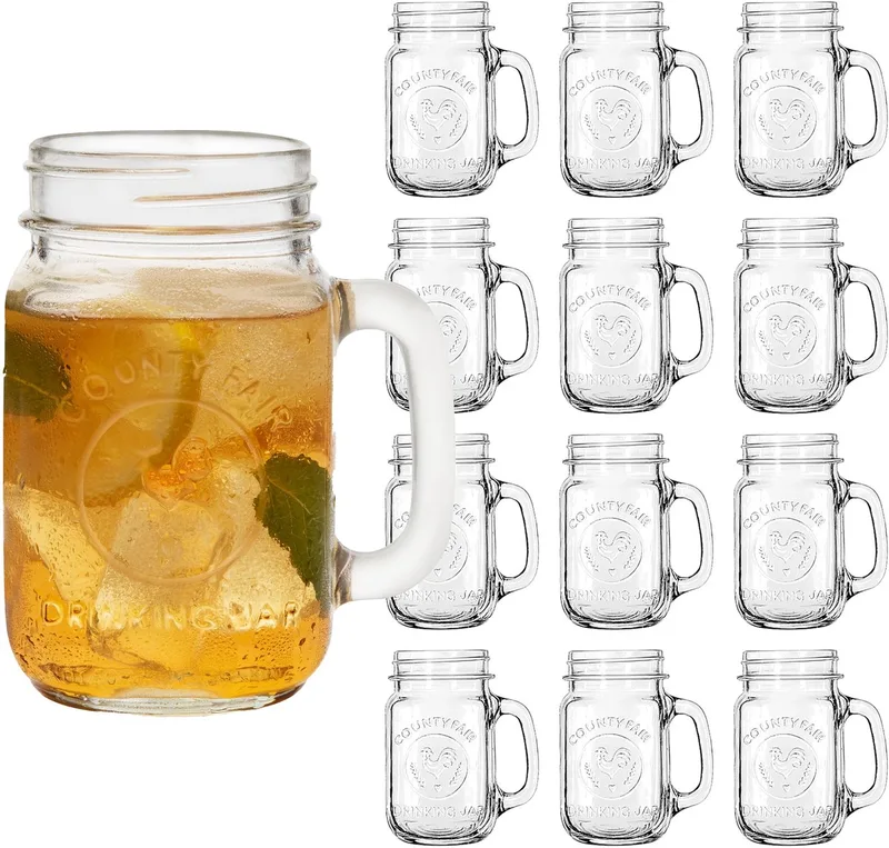 Drinking Jar Waterglazen - Drinkglazen Set - Glas - 488 ml - 12 Stuks by Libbey in Transparent – product photo
