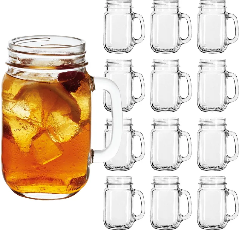 Drinking Jars Drinkglazen - Waterglazen Set - Geperst Glas - 488 ml - 12 Stuks by Libbey in Transparent – product photo
