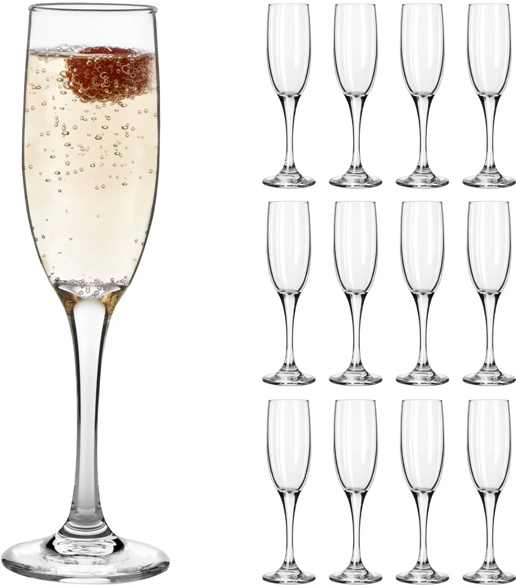 Embassy Champagneglazen - Sektglazen Set - Glas - Vaatwasserbestendig - 177 ml - 12 Stuks van Libbey in Transparant – productfoto