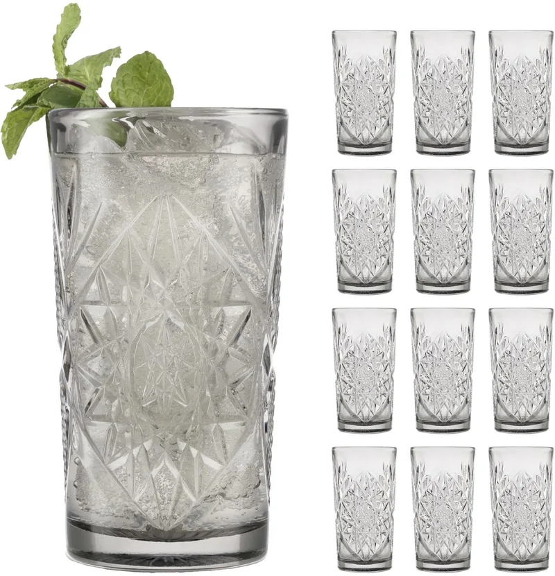 Hobstar Cooler Glazen - Highball Set - Blush Graphite - 473 ml - 12 Stuks by Libbey in Grey – product photo