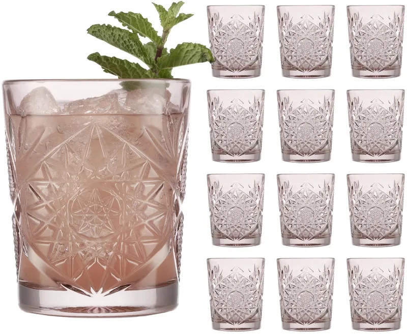 Hobstar Drinkglazen - Waterglazen Set - Blush Rosé - Reliëf Persglas - 355 ml - 12 stuks by Libbey in Pink – product photo