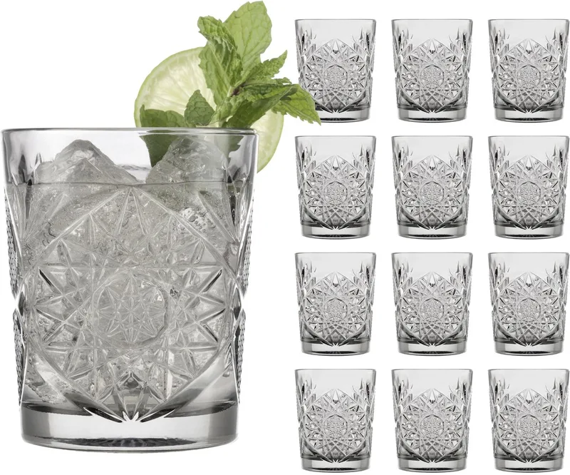 Hobstar Drinkglazen - Waterglazen Set - Graphite - Geperst Glas Met Reliëf - 355 ml - 12 stuks van Libbey in Grijs – productfoto