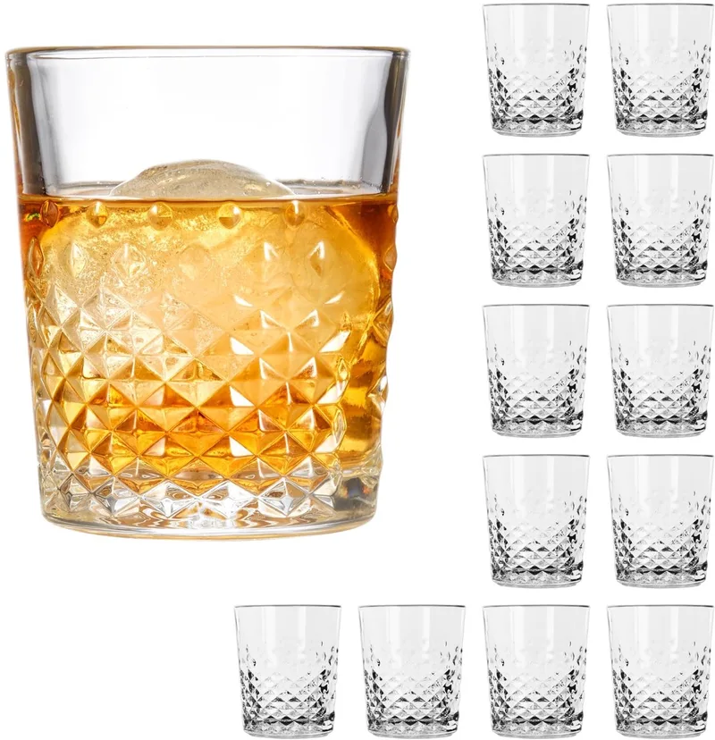 Ocular D.O.F. Drinkglazen - Waterglazen Set - Reliëfglas - 355 ml - 12 Stuks de Libbey en Transparent – photo produit