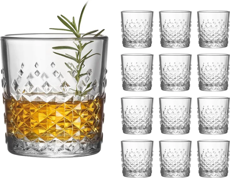 Ocular Whiskyglazen - Tumbler Set - Reliëf Glas - 236 ml - 12 Stuks by Libbey in Transparent – product photo