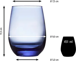 Stamloze Wijnglazen - Wijnglazen Set - Geperst Glas - Vaatwasserbestendig - 451 ml - 12 stuks von Libbey in Blau – Produktfoto 3 von 4