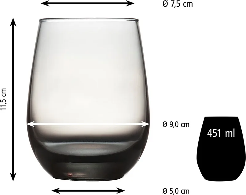 Stemloos Wijnglas - Wijnglazen Set - 451 ml - 12 Stuks by Libbey in Grey – product photo 3 of 5