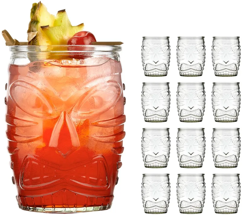 Tiki Drinkglazen - Waterglazen Set - Ananas Reliëf - Persglas - 473 ml - 12 Stuks by Libbey in Transparent – product photo 1 of 5
