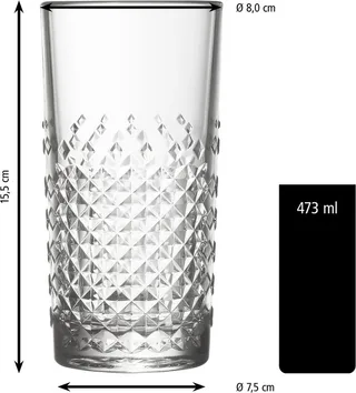 Waterglazen - Drinkglazen Set - Kristalvormige Cocktailglazen - Vaatwasserbestendig - 473 ml (12 stuks) by Libbey in Transparent – product photo 3 of 3