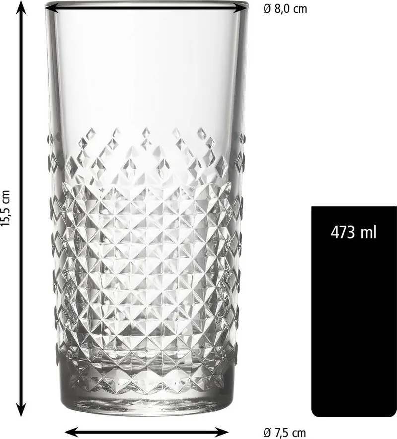 Waterglazen - Drinkglazen Set - Kristalvormige Cocktailglazen - Vaatwasserbestendig - 473 ml (12 stuks) by Libbey in Transparent – product photo 3 of 3