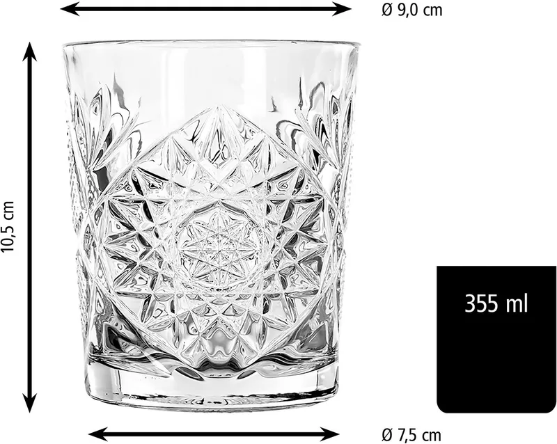 Waterglazen - Drinkglazen Set van 12 stuks - 355 ml - Hobstar Patroon - Cocktailglazen - Vaatwasserbestendig by Libbey in Transparent – product photo 3 of 4